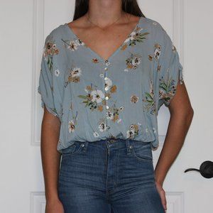 cinched floral blouse